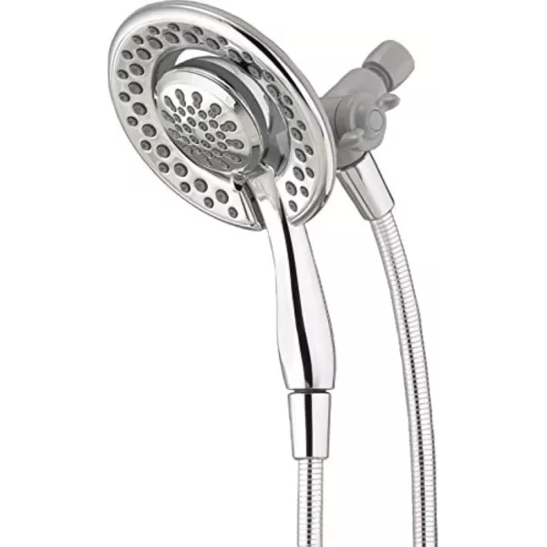 imageDelta Faucet 4Setting In2ition 2in1 Dual Shower Head with Handheld Brushed Nickel Round Shower Head with Hose Detachable Shower Head Hand Held Shower Head SpotShield Stainless 75486CSNChrome