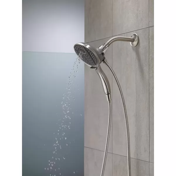 imageDelta Faucet 4Spray In2ition Dual Shower Head with Handheld Spray Brushed Nickel Shower Head with Hose Handheld Shower Heads Showerheads ampamp Handheld Showers Stainless 58467SSStainless