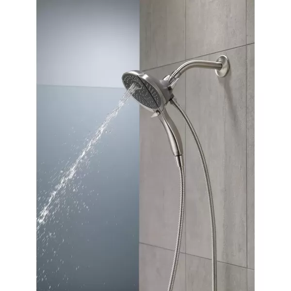 imageDelta Faucet 4Spray In2ition Dual Shower Head with Handheld Spray Brushed Nickel Shower Head with Hose Handheld Shower Heads Showerheads ampamp Handheld Showers Stainless 58467SSStainless