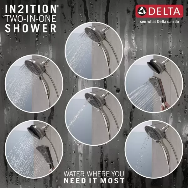 imageDelta Faucet 4Spray In2ition Dual Shower Head with Handheld Spray Brushed Nickel Shower Head with Hose Handheld Shower Heads Showerheads ampamp Handheld Showers Stainless 58467SSStainless