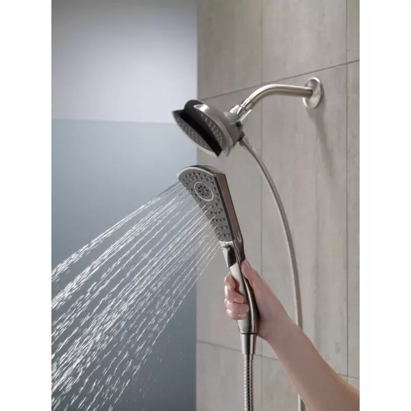 imageDelta Faucet 4Spray In2ition Dual Shower Head with Handheld Spray Brushed Nickel Shower Head with Hose Handheld Shower Heads Showerheads ampamp Handheld Showers Stainless 58467SSChrome