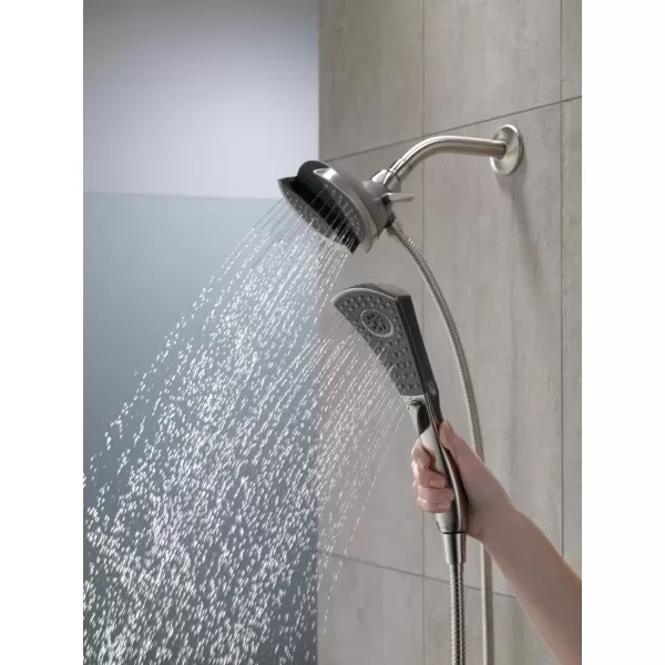 imageDelta Faucet 4Spray In2ition Dual Shower Head with Handheld Spray Brushed Nickel Shower Head with Hose Handheld Shower Heads Showerheads ampamp Handheld Showers Stainless 58467SSChrome