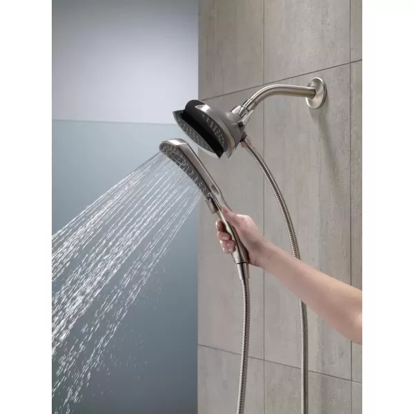 imageDelta Faucet 4Spray In2ition Dual Shower Head with Handheld Spray Brushed Nickel Shower Head with Hose Handheld Shower Heads Showerheads ampamp Handheld Showers Stainless 58467SSChrome