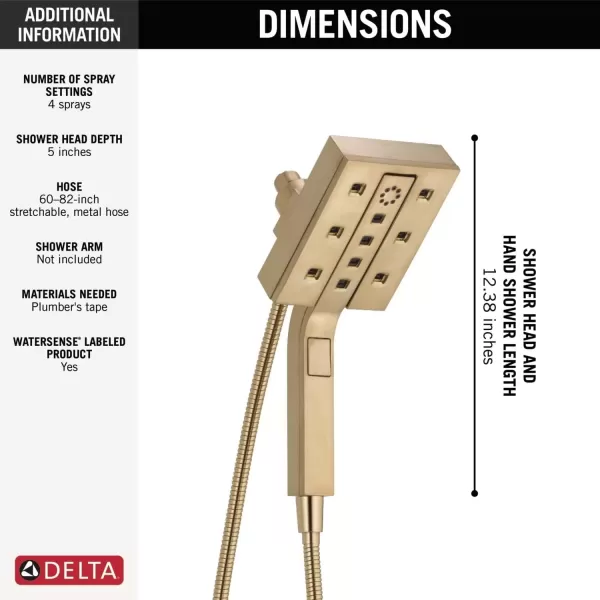 imageDelta Faucet 58473PR25 Universal Showering Combo 25 GPM Water Flow Lumicoat ChromeChampagne Bronze