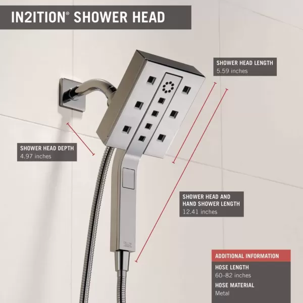 imageDelta Faucet 58473PR25 Universal Showering Combo 25 GPM Water Flow Lumicoat ChromeChrome