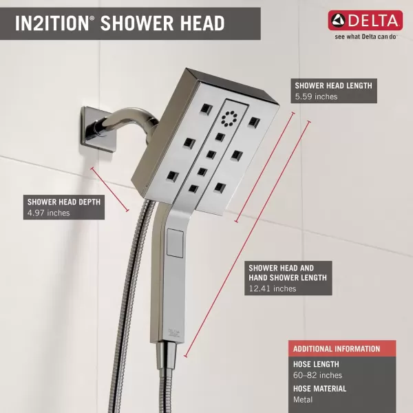 imageDelta Faucet 58473PR25 Universal Showering Combo 25 GPM Water Flow Lumicoat ChromeChrome