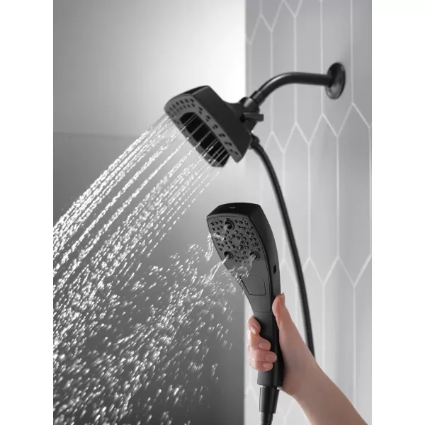 imageDelta Faucet 5Setting In2ition 2in1 Dual Hand Held Shower Head with Hose Black Shower Head Handheld Combo Magnetic Docking Handheld Shower Head 175 GPM Matte Black 58474BLMatte Black