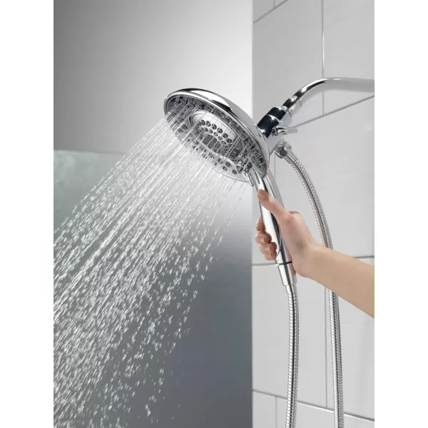 imageDelta Faucet 5Spray In2ition 2in1 Dual Shower Head with HandHeld Spray Chrome Hand Held Shower Head with Hose Handheld Shower Heads 175 GPM Shower Head Chrome 58569PK