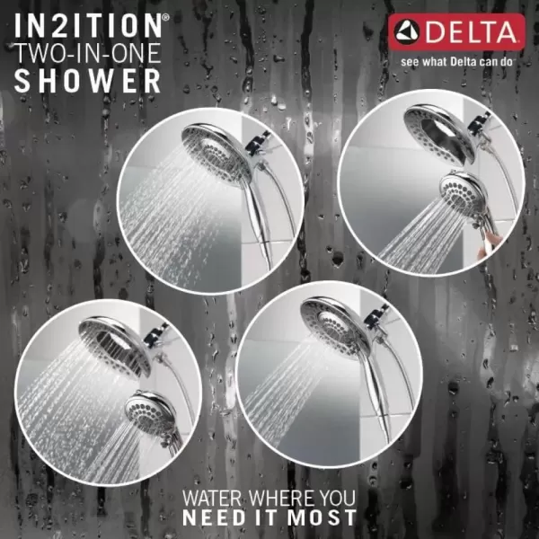 imageDelta Faucet 5Spray In2ition 2in1 Dual Shower Head with HandHeld Spray Chrome Hand Held Shower Head with Hose Handheld Shower Heads 175 GPM Shower Head Chrome 58569PK