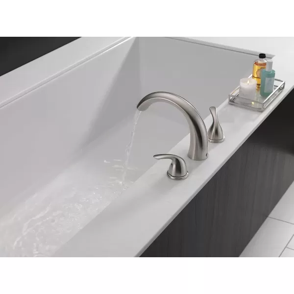 imageDelta Faucet Classic 2Handle Widespread Roman Tub Faucet Chrome Tub Faucet Roman Bathtub Faucet Delta Roman Tub Faucet Tub Filler Chrome T2705 Valve Not IncludedStainless