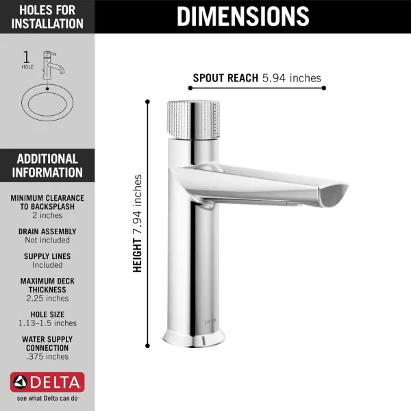 imageDelta Faucet Galeon Single Hole Bathroom Faucet Brushed Nickel Diamond Seal Technology Lumicoat Stainless 573SSPRMPUDSTLumicoat Chrome
