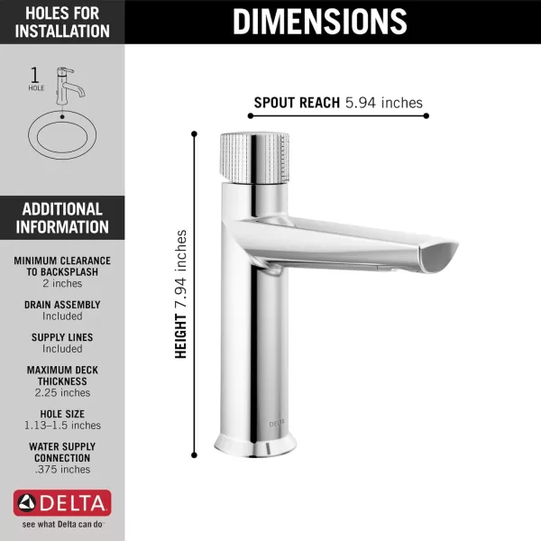 imageDelta Faucet Galeon Single Hole Bathroom Faucet Brushed Nickel Diamond Seal Technology Lumicoat Stainless 573SSPRMPUDSTLumicoat Chrome
