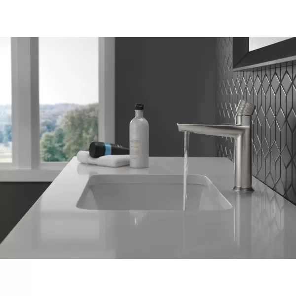 imageDelta Faucet Galeon Single Hole Bathroom Faucet Brushed Nickel Diamond Seal Technology Lumicoat Stainless 573SSPRMPUDSTLumicoat Stainless