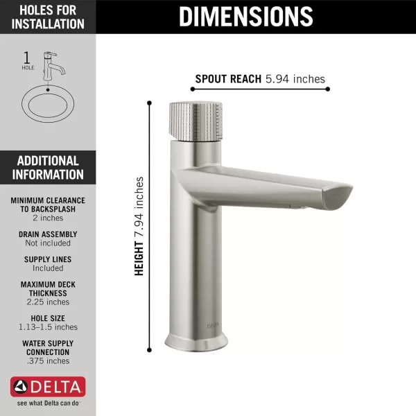 imageDelta Faucet Galeon Single Hole Bathroom Faucet Brushed Nickel Diamond Seal Technology Lumicoat Stainless 573SSPRMPUDSTLumicoat Stainless