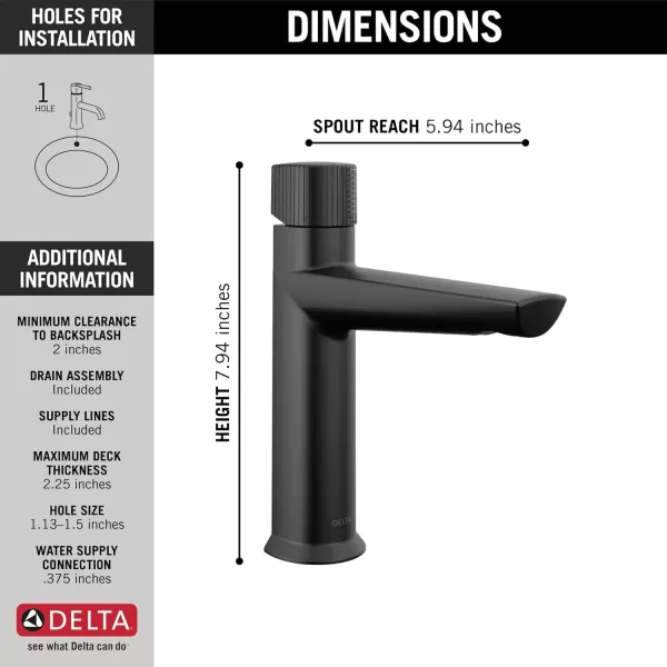 imageDelta Faucet Galeon Single Hole Bathroom Faucet Brushed Nickel Diamond Seal Technology Lumicoat Stainless 573SSPRMPUDSTMatte Black