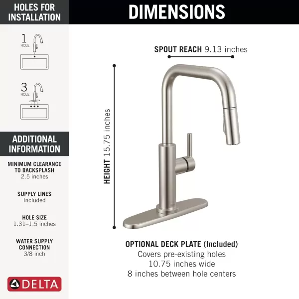 imageDelta Faucet Nicoli USpout Kitchen Faucet with Pull Down Sprayer Champagne Gold Kitchen Sink Faucet Modern Kitchen Faucet Single Hole Kitchen Faucet Champagne Bronze 19868LFCZStainless
