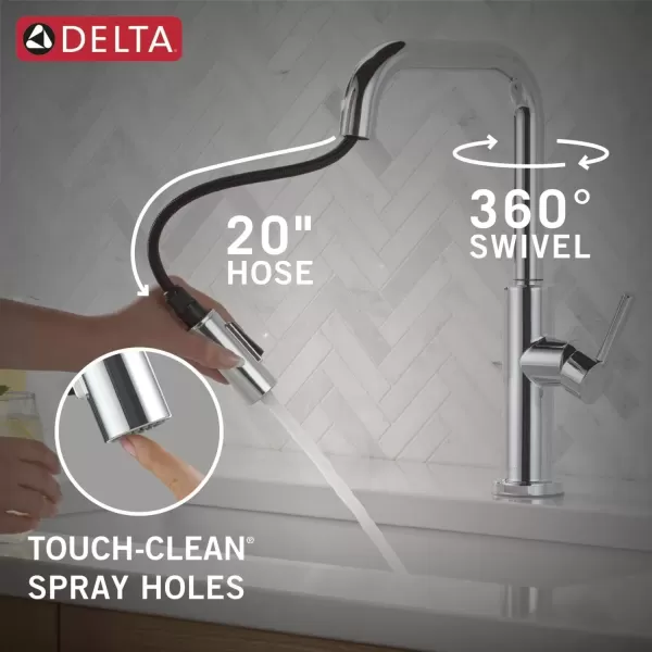 imageDelta Faucet Nicoli USpout Kitchen Faucet with Pull Down Sprayer Champagne Gold Kitchen Sink Faucet Modern Kitchen Faucet Single Hole Kitchen Faucet Champagne Bronze 19868LFCZChrome