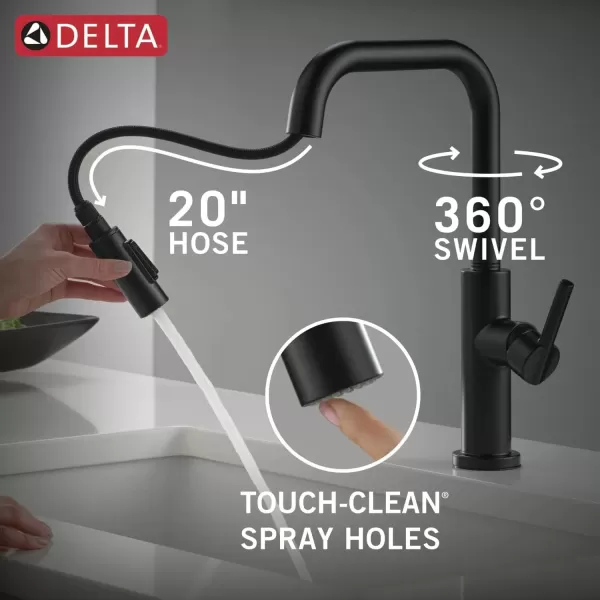 imageDelta Faucet Nicoli USpout Kitchen Faucet with Pull Down Sprayer Champagne Gold Kitchen Sink Faucet Modern Kitchen Faucet Single Hole Kitchen Faucet Champagne Bronze 19868LFCZMatte Black