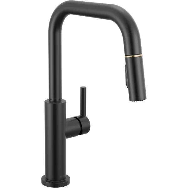 imageDelta Faucet Nicoli USpout Kitchen Faucet with Pull Down Sprayer Champagne Gold Kitchen Sink Faucet Modern Kitchen Faucet Single Hole Kitchen Faucet Champagne Bronze 19868LFCZMatte Black  Champagne Bronze