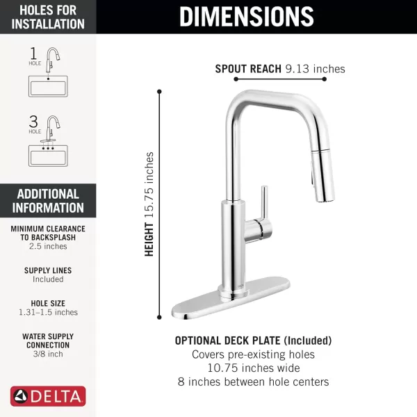 imageDelta Faucet Nicoli USpout Kitchen Faucet with Pull Down Sprayer Champagne Gold Kitchen Sink Faucet Modern Kitchen Faucet Single Hole Kitchen Faucet Champagne Bronze 19868LFCZChrome