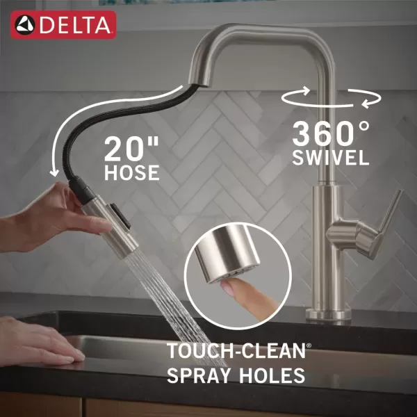 imageDelta Faucet Nicoli USpout Kitchen Faucet with Pull Down Sprayer Champagne Gold Kitchen Sink Faucet Modern Kitchen Faucet Single Hole Kitchen Faucet Champagne Bronze 19868LFCZStainless