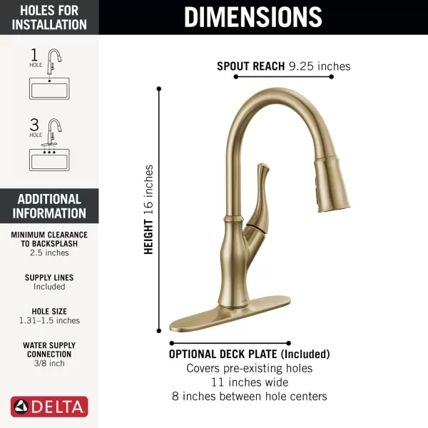 imageDelta Faucet Ophelia Matte Black Kitchen Faucet Touch Touch2O Technology MagnaTite Docking SingleHandle 19888TZBLDSTChampagne Bronze