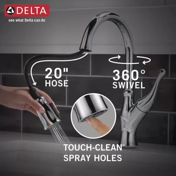 imageDelta Faucet Ophelia Matte Black Kitchen Faucet Touch Touch2O Technology MagnaTite Docking SingleHandle 19888TZBLDSTChrome
