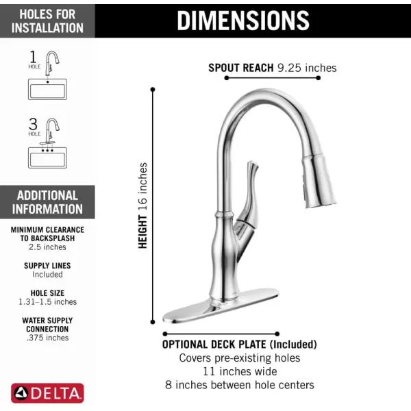 imageDelta Faucet Ophelia Matte Black Kitchen Faucet Touch Touch2O Technology MagnaTite Docking SingleHandle 19888TZBLDSTChrome