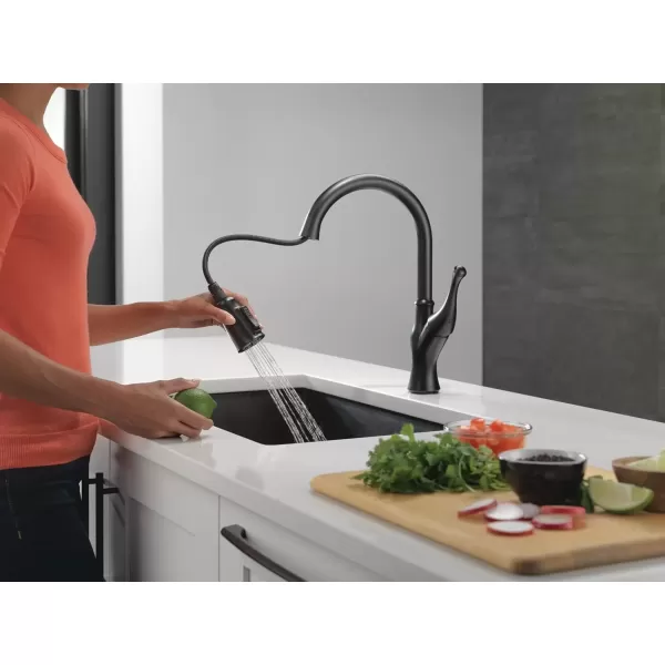 imageDelta Faucet Ophelia Matte Black Kitchen Faucet Touch Touch2O Technology MagnaTite Docking SingleHandle 19888TZBLDSTMatte Black