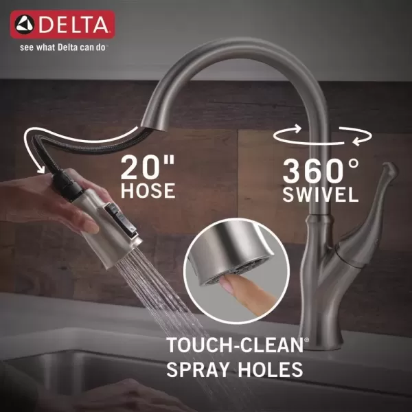 imageDelta Faucet Ophelia Matte Black Kitchen Faucet Touch Touch2O Technology MagnaTite Docking SingleHandle 19888TZBLDSTSpotShield Stainless