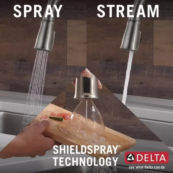 imageDelta Faucet Ophelia Matte Black Kitchen Faucet Touch Touch2O Technology MagnaTite Docking SingleHandle 19888TZBLDSTSpotShield Stainless