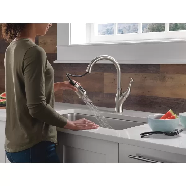 imageDelta Faucet Ophelia Matte Black Kitchen Faucet Touch Touch2O Technology MagnaTite Docking SingleHandle 19888TZBLDSTSpotShield Stainless
