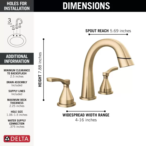 imageDelta Faucet Stryke Pull Down Bathroom Faucet Bathroom Pull Out Faucet Gold Widespread Bathroom Faucet 3 Hole Pull Down Bathroom Sink Faucet Magnet Dock Lumicoat Champagne Bronze 35775CZPDPRDST