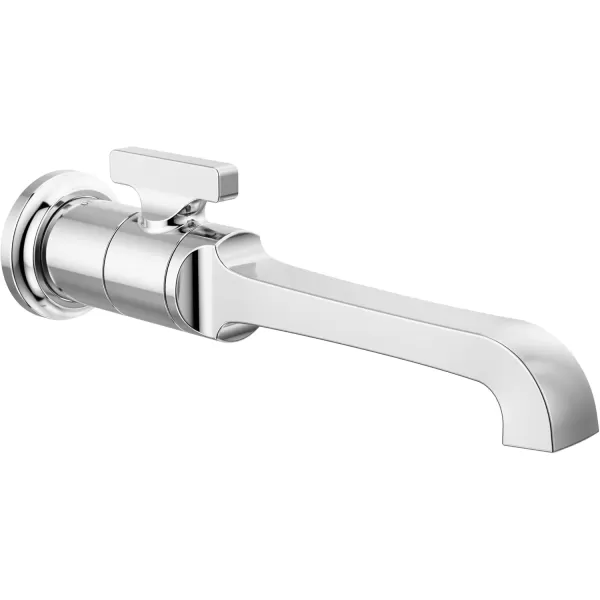 imageDelta Faucet Tetra Wall Mount Bathroom Faucet Brushed Nickel Wall Mount Faucet Bathroom Wall Faucet Brushed Nickel Bathroom Faucet Lumicoat Stainless T3589LFSSPRWL Valve Not IncludedLumicoat Chrome