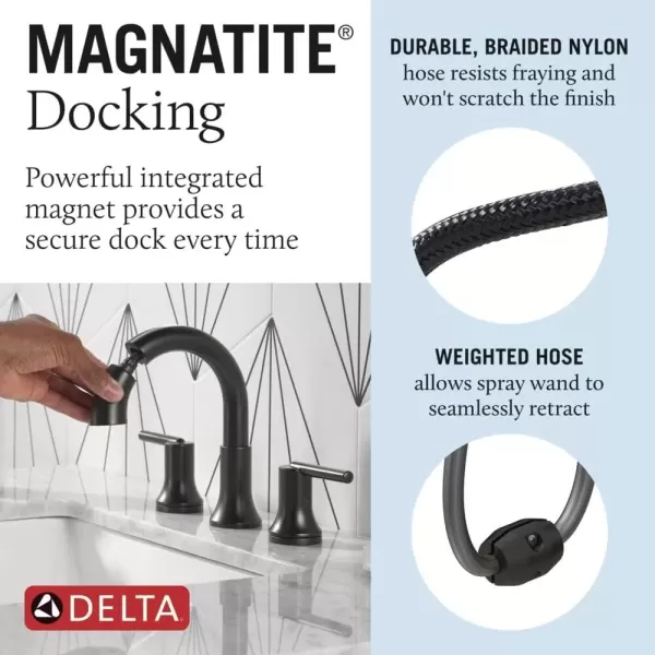 imageDelta Faucet Trinsic Pull Down Bathroom Faucet Bathroom Pull Out Faucet Black Widespread Bathroom Faucet 3 Hole Pull Down Sprayer Bathroom Sink Faucet Magnetic Docking Matte Black 3559BLPDDSTMatte Black