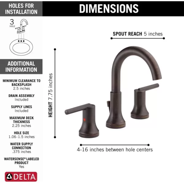 imageDelta Faucet Trinsic Pull Down Bathroom Faucet Bathroom Pull Out Faucet Black Widespread Bathroom Faucet 3 Hole Pull Down Sprayer Bathroom Sink Faucet Magnetic Docking Matte Black 3559BLPDDSTVenetian Bronze