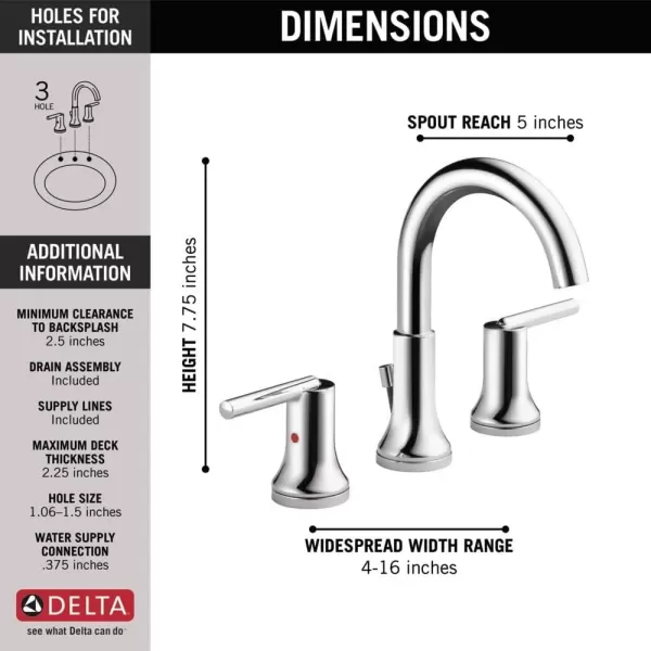 imageDelta Faucet Trinsic Pull Down Bathroom Faucet Bathroom Pull Out Faucet Black Widespread Bathroom Faucet 3 Hole Pull Down Sprayer Bathroom Sink Faucet Magnetic Docking Matte Black 3559BLPDDSTChrome