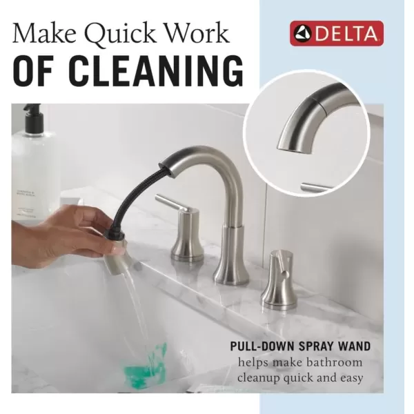 imageDelta Faucet Trinsic Pull Down Bathroom Faucet Bathroom Pull Out Faucet Black Widespread Bathroom Faucet 3 Hole Pull Down Sprayer Bathroom Sink Faucet Magnetic Docking Matte Black 3559BLPDDSTChrome