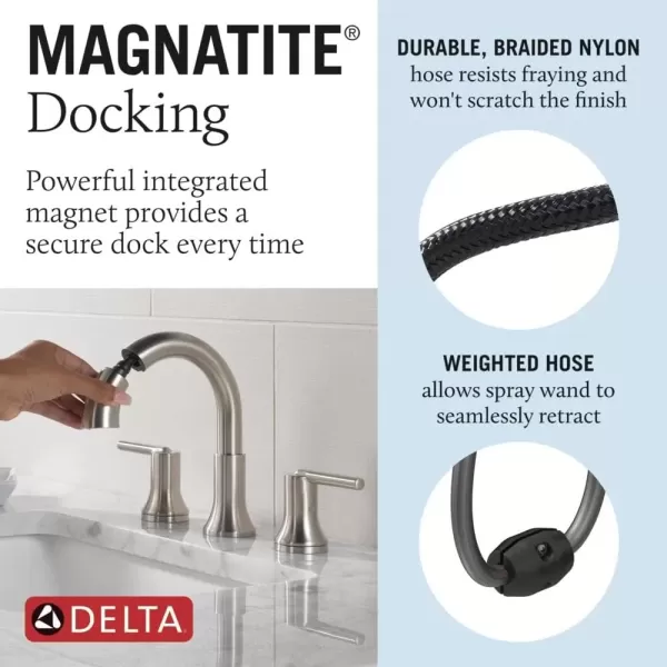 imageDelta Faucet Trinsic Pull Down Bathroom Faucet Bathroom Pull Out Faucet Black Widespread Bathroom Faucet 3 Hole Pull Down Sprayer Bathroom Sink Faucet Magnetic Docking Matte Black 3559BLPDDSTChrome
