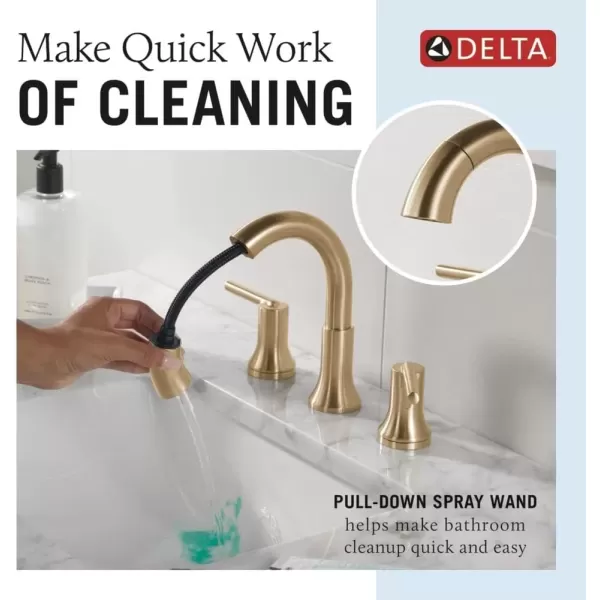 imageDelta Faucet Trinsic Pull Down Bathroom Faucet Bathroom Pull Out Faucet Black Widespread Bathroom Faucet 3 Hole Pull Down Sprayer Bathroom Sink Faucet Magnetic Docking Matte Black 3559BLPDDSTChampagne Bronze