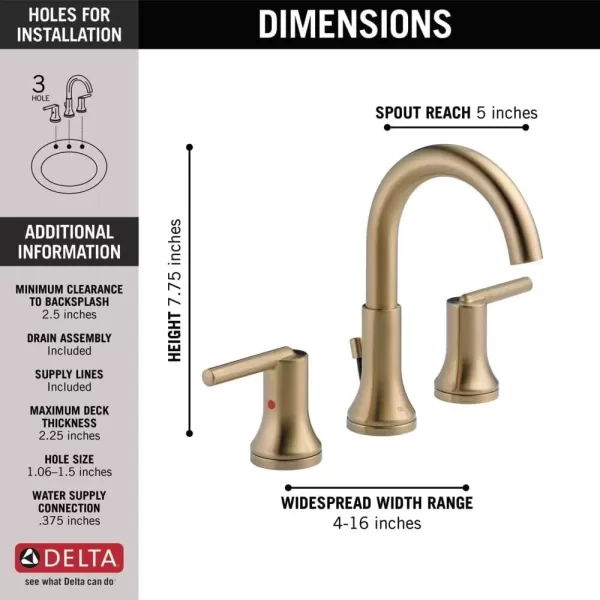 imageDelta Faucet Trinsic Pull Down Bathroom Faucet Bathroom Pull Out Faucet Black Widespread Bathroom Faucet 3 Hole Pull Down Sprayer Bathroom Sink Faucet Magnetic Docking Matte Black 3559BLPDDSTChampagne Bronze