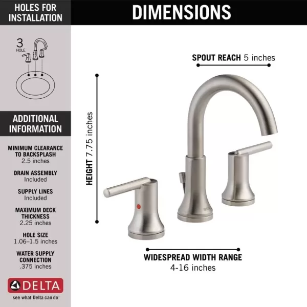 imageDelta Faucet Trinsic Pull Down Bathroom Faucet Bathroom Pull Out Faucet Black Widespread Bathroom Faucet 3 Hole Pull Down Sprayer Bathroom Sink Faucet Magnetic Docking Matte Black 3559BLPDDSTStainless