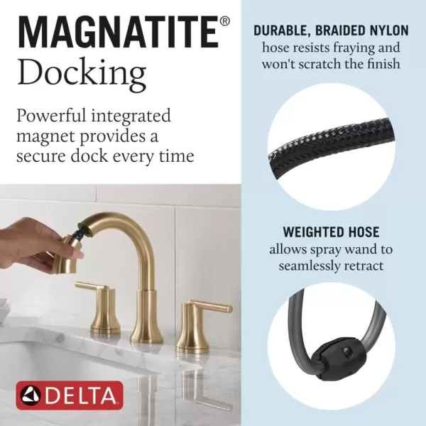 imageDelta Faucet Trinsic Pull Down Bathroom Faucet Bathroom Pull Out Faucet Black Widespread Bathroom Faucet 3 Hole Pull Down Sprayer Bathroom Sink Faucet Magnetic Docking Matte Black 3559BLPDDSTChampagne Bronze