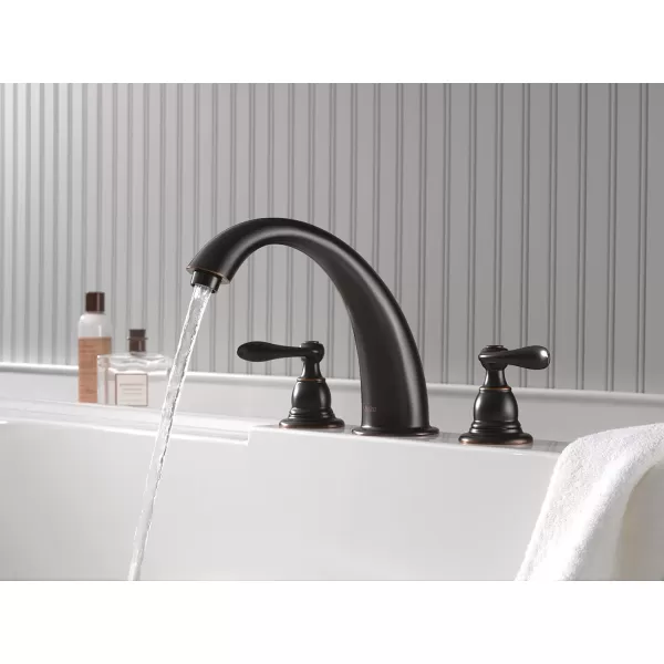 imageDelta Faucet Windemere 2Handle Widespread Roman Tub Faucet Trim Kit DeckMount Stainless BT2796SS Valve Not Included 650 x 1100 x 1100 inchesOil Rubbed Bronze