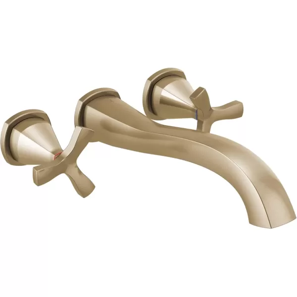 imageDELTA FAUCET T57766BLWL Tub Filler WallMount Matte BlackChampagne Bronze