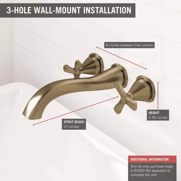 imageDELTA FAUCET T57766BLWL Tub Filler WallMount Matte BlackChampagne Bronze