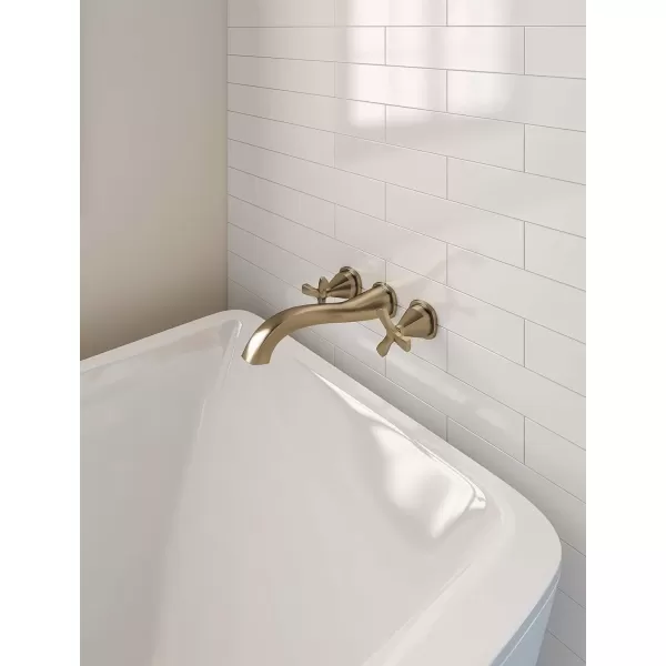 imageDELTA FAUCET T57766BLWL Tub Filler WallMount Matte BlackChampagne Bronze