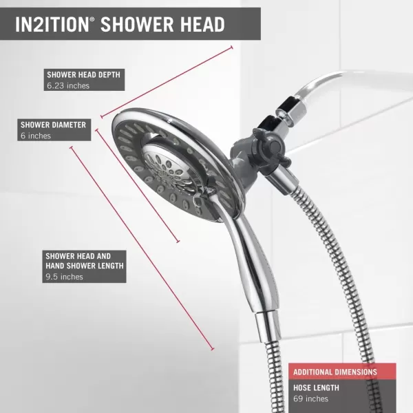 imageDelta Faucet 4Spray In2ition 2in1 Dual Hand Held Shower Head Gold Shower Head with Handheld Spray Double Shower Head Detachable Shower Head Shower Head with Hose Champagne Bronze 58065CZChampagne Bronze