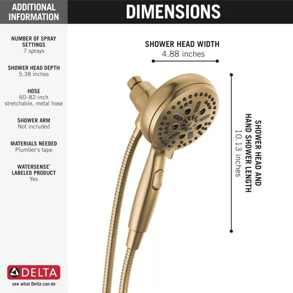 imageDelta Faucet 54810PK SureDock Chrome Hand Shower with MagnaTite Technology 7 Spray SettingsChampagne Bronze