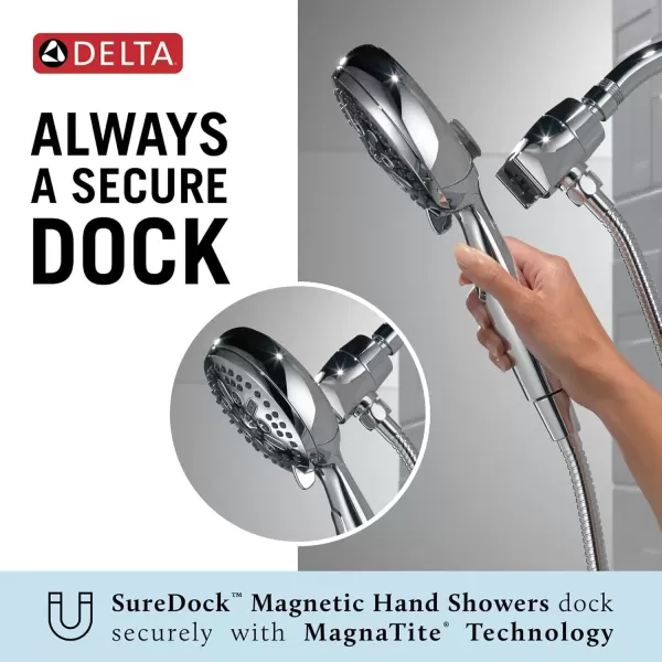 imageDelta Faucet 54810PK SureDock Chrome Hand Shower with MagnaTite Technology 7 Spray SettingsChrome